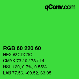 カラーコード: RGB 60 220 60 | qconv.com