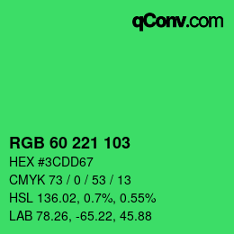颜色代码: RGB 60 221 103 | qconv.com