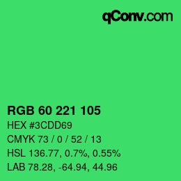 颜色代码: RGB 60 221 105 | qconv.com