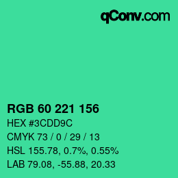 颜色代码: RGB 60 221 156 | qconv.com