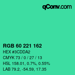 颜色代码: RGB 60 221 162 | qconv.com