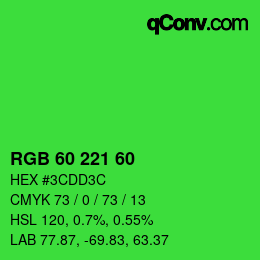 颜色代码: RGB 60 221 60 | qconv.com