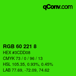 カラーコード: RGB 60 221 8 | qconv.com