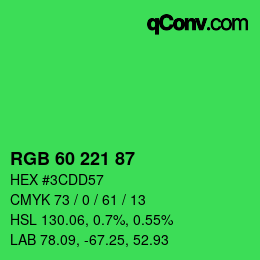 颜色代码: RGB 60 221 87 | qconv.com