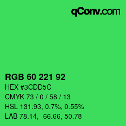 颜色代码: RGB 60 221 92 | qconv.com