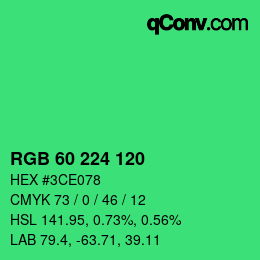 カラーコード: RGB 60 224 120 | qconv.com
