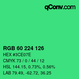 Color code: RGB 60 224 126 | qconv.com