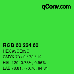 カラーコード: RGB 60 224 60 | qconv.com