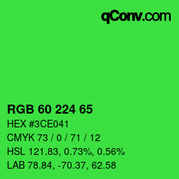 カラーコード: RGB 60 224 65 | qconv.com