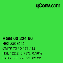 カラーコード: RGB 60 224 66 | qconv.com