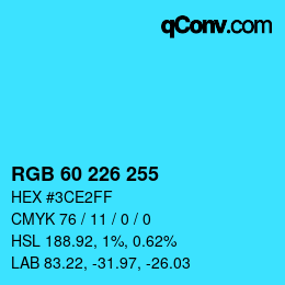 Color code: RGB 60 226 255 | qconv.com