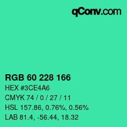 Color code: RGB 60 228 166 | qconv.com