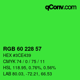 カラーコード: RGB 60 228 57 | qconv.com