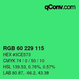 カラーコード: RGB 60 229 115 | qconv.com