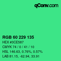 カラーコード: RGB 60 229 135 | qconv.com