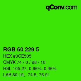Color code: RGB 60 229 5 | qconv.com