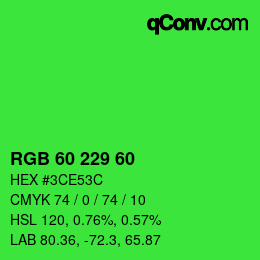 Color code: RGB 60 229 60 | qconv.com