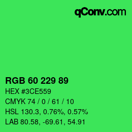 Color code: RGB 60 229 89 | qconv.com