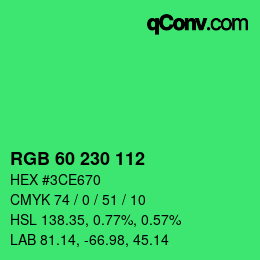 Color code: RGB 60 230 112 | qconv.com