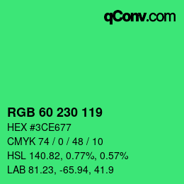 カラーコード: RGB 60 230 119 | qconv.com
