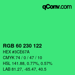 カラーコード: RGB 60 230 122 | qconv.com
