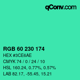 Color code: RGB 60 230 174 | qconv.com