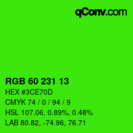 カラーコード: RGB 60 231 13 | qconv.com