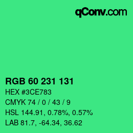 颜色代码: RGB 60 231 131 | qconv.com