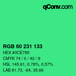 颜色代码: RGB 60 231 133 | qconv.com