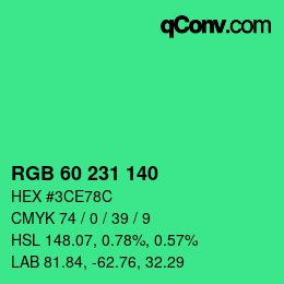 颜色代码: RGB 60 231 140 | qconv.com