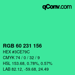 颜色代码: RGB 60 231 156 | qconv.com