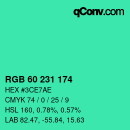 颜色代码: RGB 60 231 174 | qconv.com