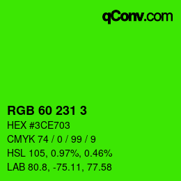 カラーコード: RGB 60 231 3 | qconv.com