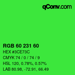 颜色代码: RGB 60 231 60 | qconv.com