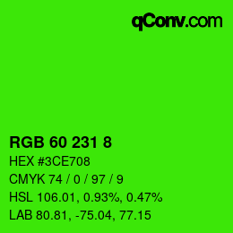 Farbcode: RGB 60 231 8 | qconv.com
