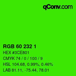 Color code: RGB 60 232 1 | qconv.com