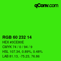颜色代码: RGB 60 232 14 | qconv.com