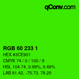 Color code: RGB 60 233 1 | qconv.com