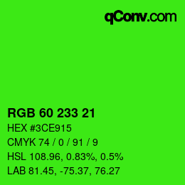 Color code: RGB 60 233 21 | qconv.com