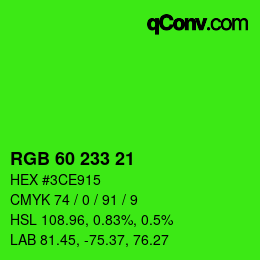 Color code: RGB 60 233 21 | qconv.com