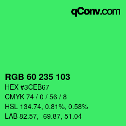 Color code: RGB 60 235 103 | qconv.com