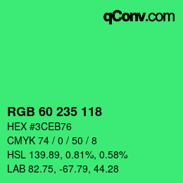 Color code: RGB 60 235 118 | qconv.com