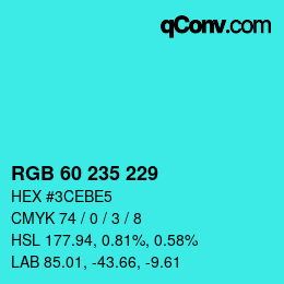 Color code: RGB 60 235 229 | qconv.com