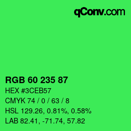 カラーコード: RGB 60 235 87 | qconv.com