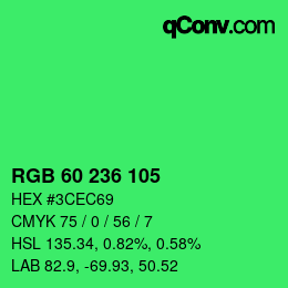 颜色代码: RGB 60 236 105 | qconv.com