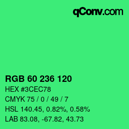 颜色代码: RGB 60 236 120 | qconv.com