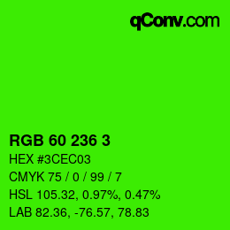 カラーコード: RGB 60 236 3 | qconv.com