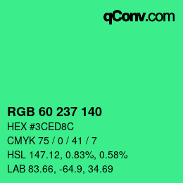颜色代码: RGB 60 237 140 | qconv.com