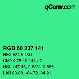 颜色代码: RGB 60 237 141 | qconv.com