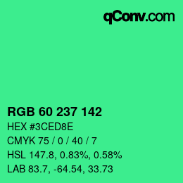 颜色代码: RGB 60 237 142 | qconv.com
